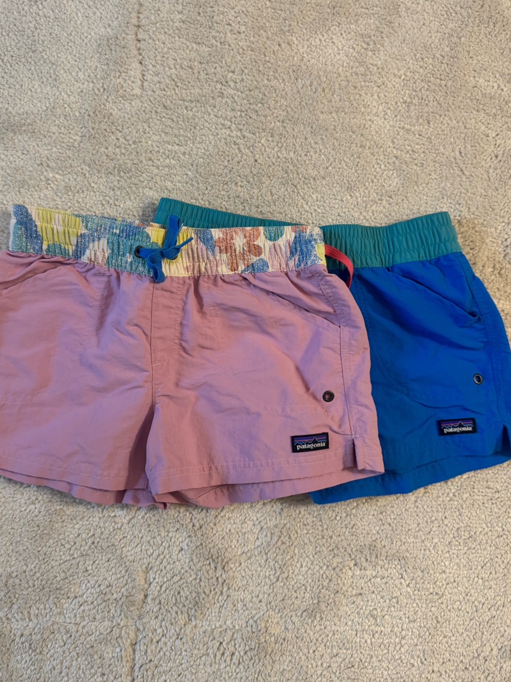 (2pr set) Patagonia Kid’s Active Shorts - Pink & Blue